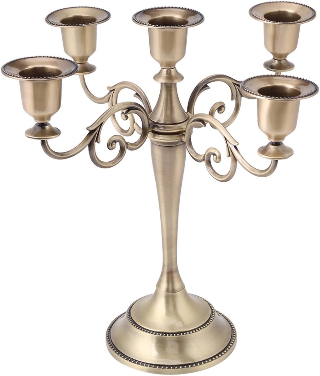 Kroonluchter Kandelaar - Feestelijke Sfeermaker - Bruiloft Decoratie - 5 Armen - 27x14x7 c