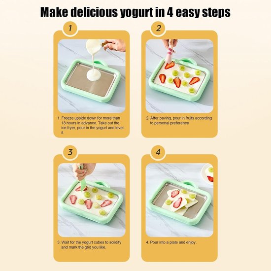 IJsmachine - IJsplaat Fruitijs - Zelfgemaakt Dessert - Innovatief Unplugged Ontwerp - 22.5 x 17.5 x 4 cm - Groen — afbeelding 2