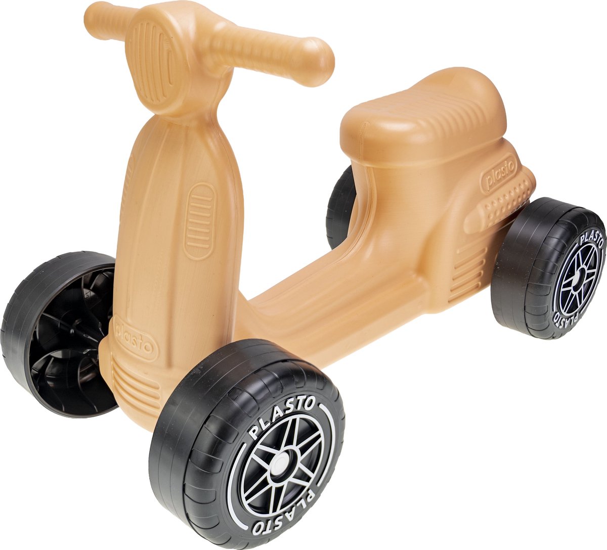 Plasto Scooter Perzikkleur - Baby Walker - Stille Wielen - Loopauto - Zithoogte 22 cm - Special Edition Zachte Neutrale Kleuren - Gemaakt in Finland - Vanaf 1 Jaar