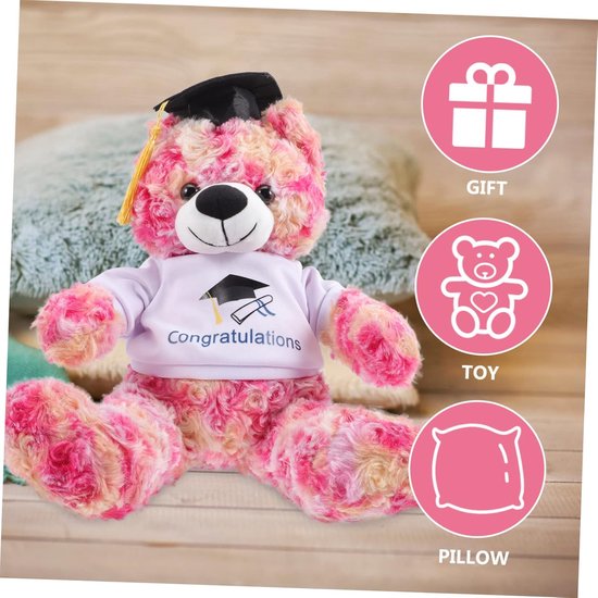 Afstudeerbeer Pluchen - Knuffelbeer Dokter - Cadeau Geven - Fijne Afwerking - 23x20cm - Multi — afbeelding 2