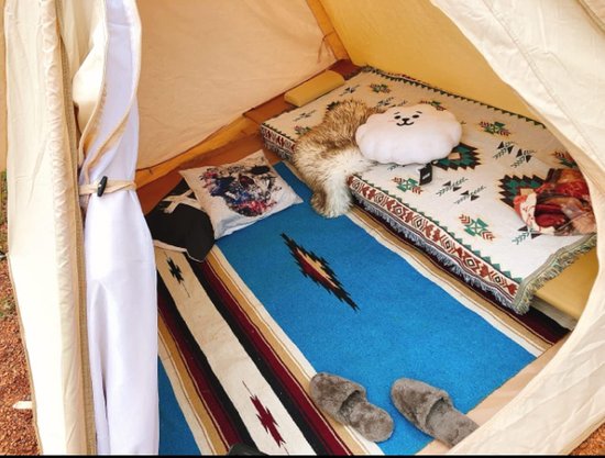 Katoenen Piramide Tent - Bell Tent Teepee - Familie Camping - Dubbele Deuren Ventilatie - 200cm Hoog - Beige — afbeelding 2