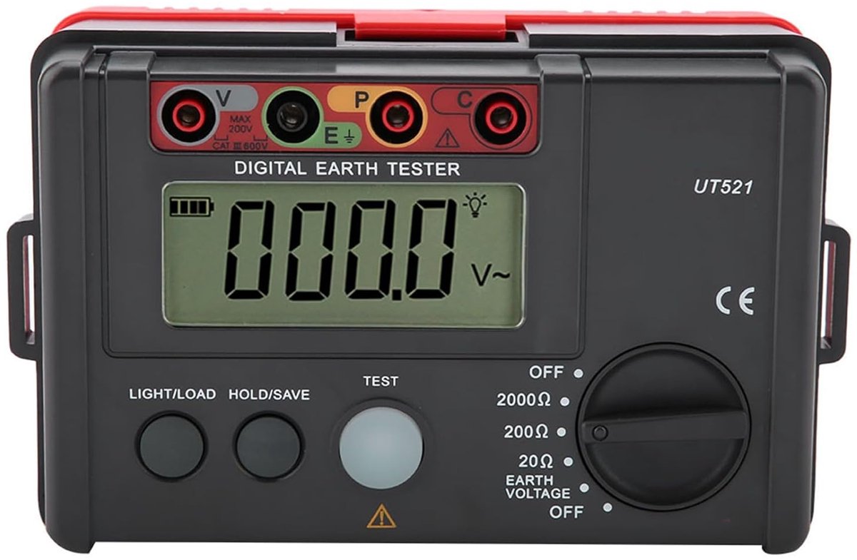 Digitale Aardingstester - Meetapparaat Isolatie - Veiligheid Controleren - Draagbaar Lichtgewicht - 2000 Ohm Bereik - Rood Grijs