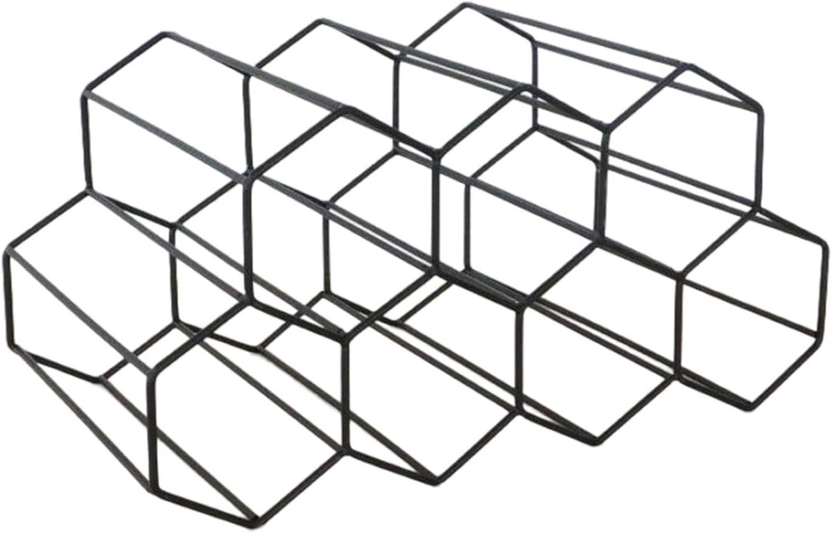 Stapelbare Wijnrek - Fles Houder - Wijn Opslag - Stabiele Constructie - 3 Niveaus - Zwart