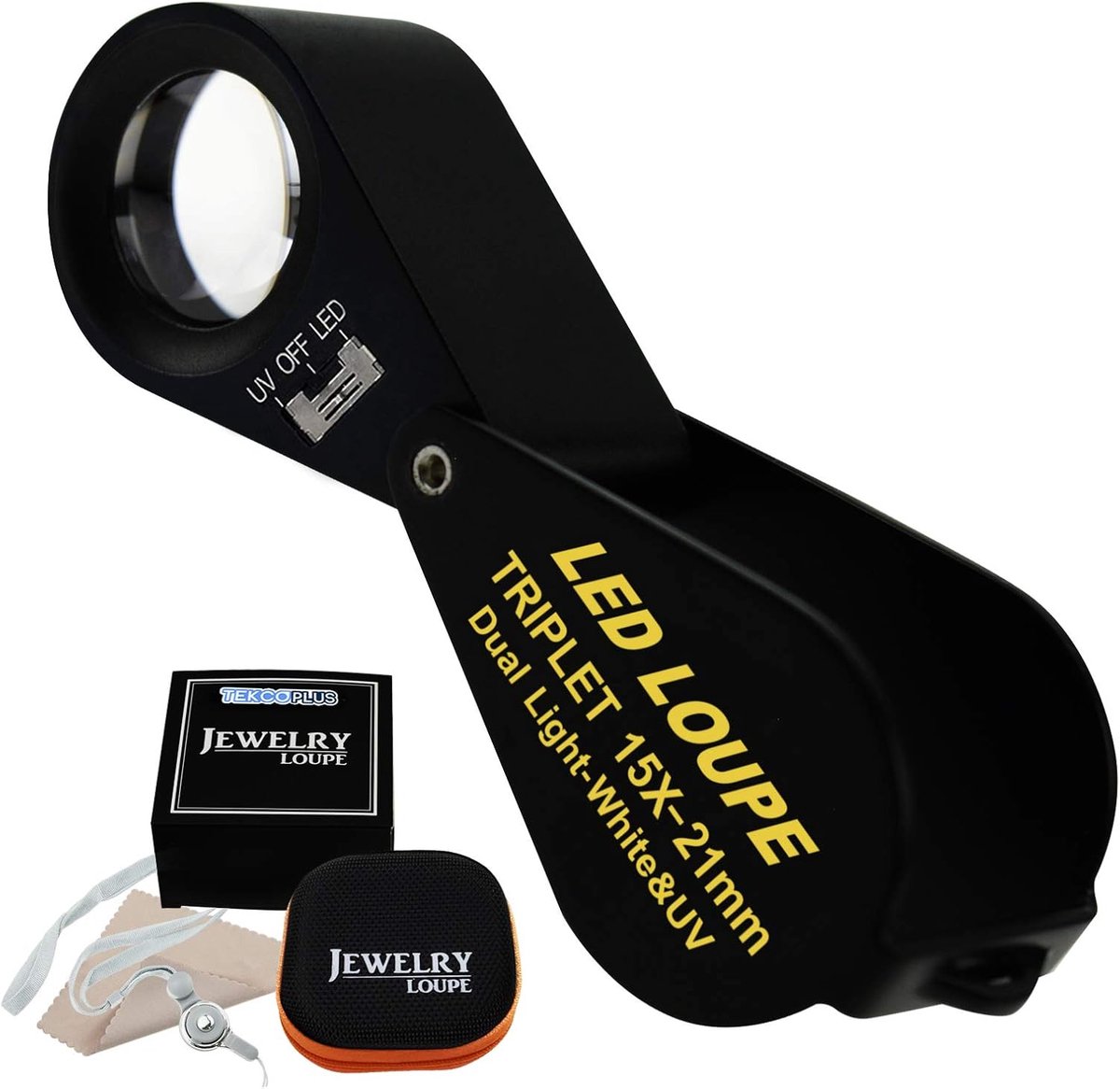 LED Vergroter - Juwelier Loep - Gedetailleerd Werk - Achromatische Drievoudige Lens - 15x Vergroting - Zwart Frame