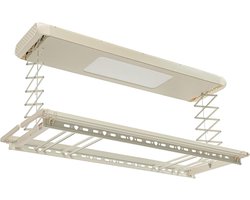Elektrisch Droogrek - Plafond Drooglift - Was Drogen - Afstandsbediening LED - 138 x 37 cm - Wit
