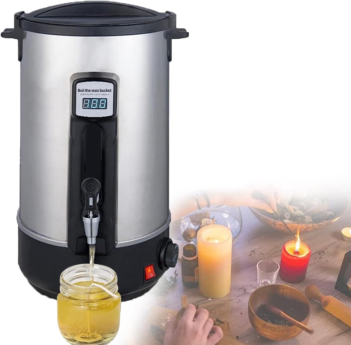 Was Smelter - Kaars Machine - Kaarsen Maken - Nauwkeurige Temperatuur - 8L tot 35L - Zilver