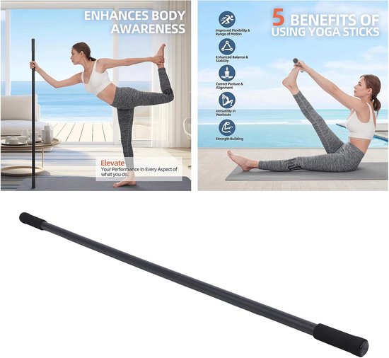 Yoga Stretch Stick - Fitness Hulpmiddel - Houding Verbeteren - Stevige Stalen Constructie - 4 Delige Set — afbeelding 3