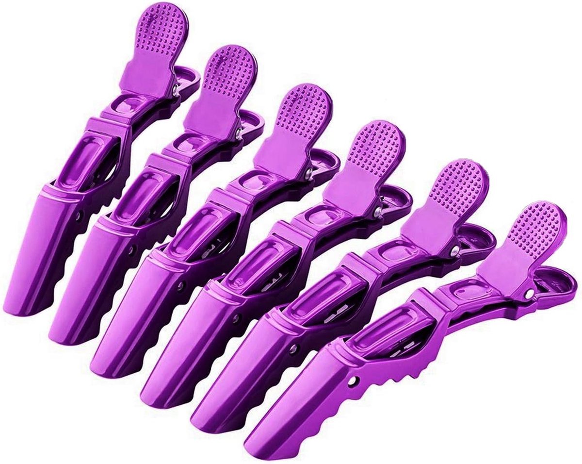 Haarclips - Sectie Clips - Kappersstyling - Antislip Design - 6 Stuks - Paars