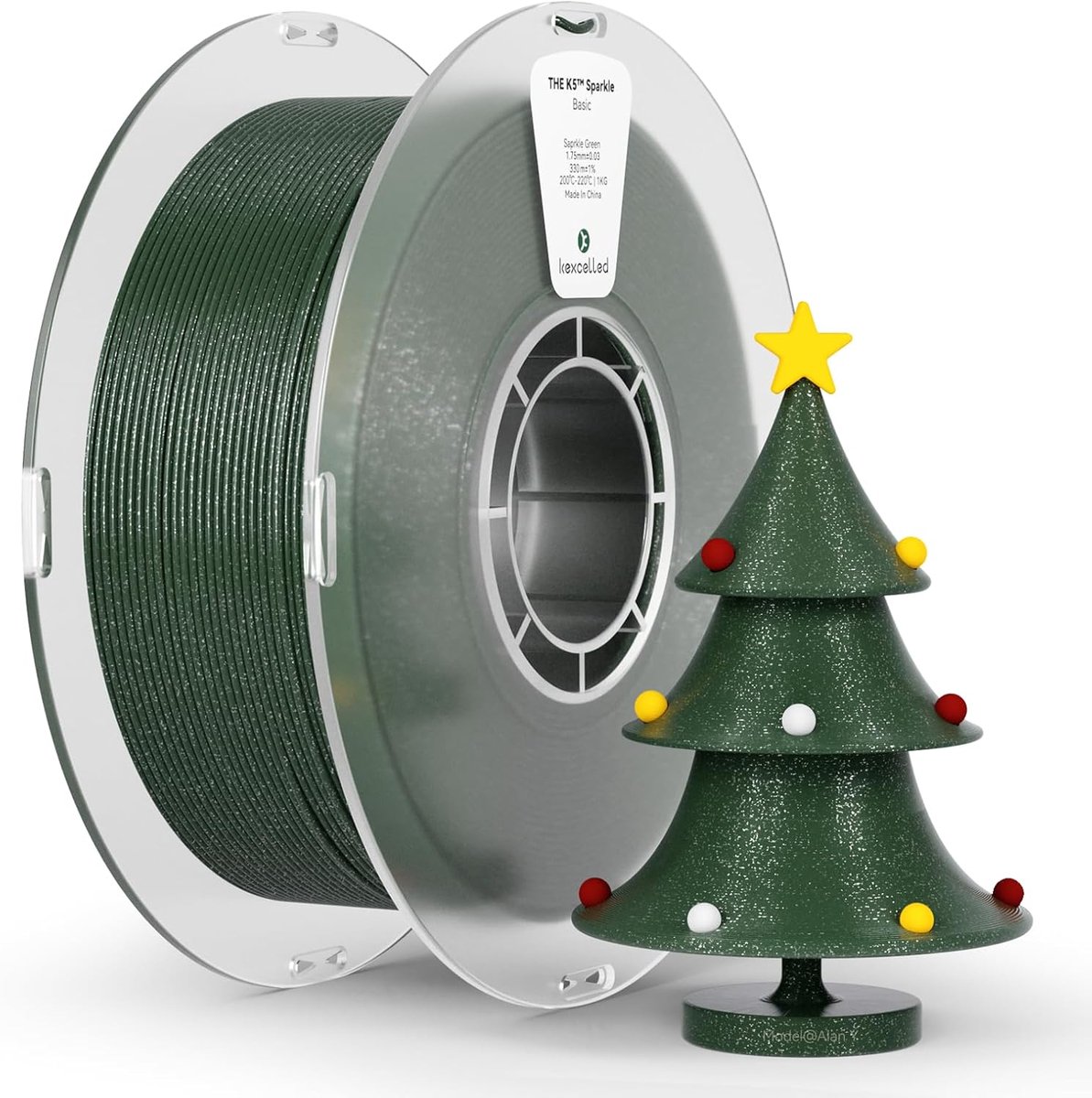 3D Print Filament - PLA Garen - Creatief Printen - Sterrenstof Effect - 175mm 1kg - Sparkle Groen