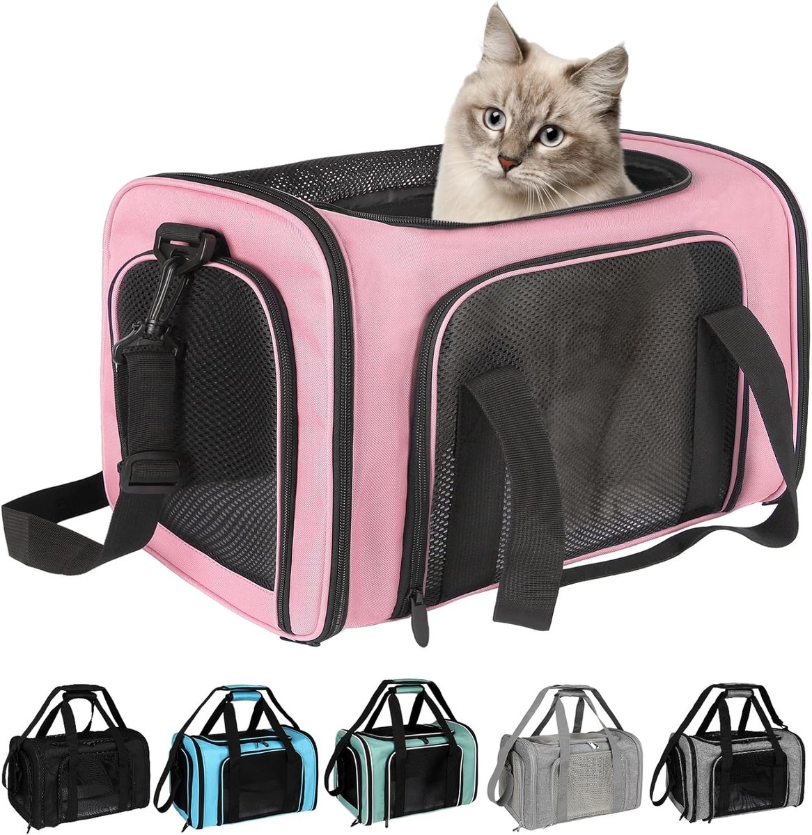Honden- & Kattenmand - Zachte Draagmand voor Kleine Huisdieren tot 7kg - Opvouwbaar Vliegtuiggoedgekeurd Reismand - Roze - 45cm*30cm*30cm - 1 Stuk
