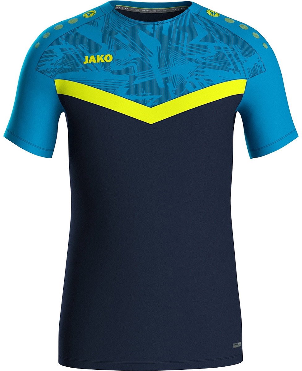 Jako Iconic T-Shirt Heren - Marine / Jako Blauw / Fluogeel | Maat: XXL