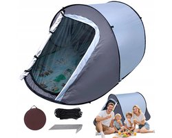Kampeertent - Opvouwbare Tent - Pop-up Tent - 1-2 Persoons - Blauw/grijs - Polyester - 218x100x95cm - Water- en zonbestendig - Met slaapmat, tentharingen, scheerlijnen