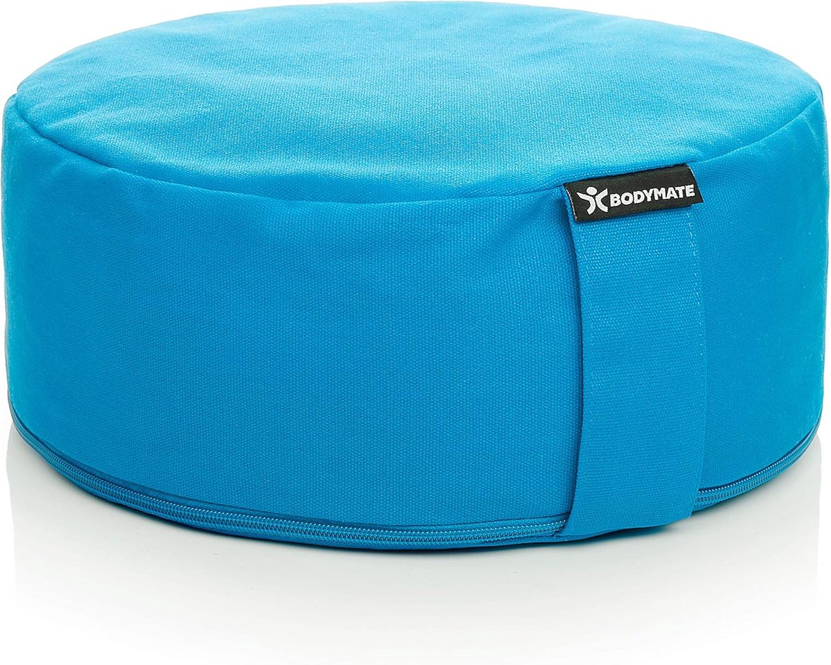 Rond Yogakussen - Meditatiekussen Zitkussen - Ontspannen Zitten - Natuurlijke Vulling - 31x13 cm - Blauw