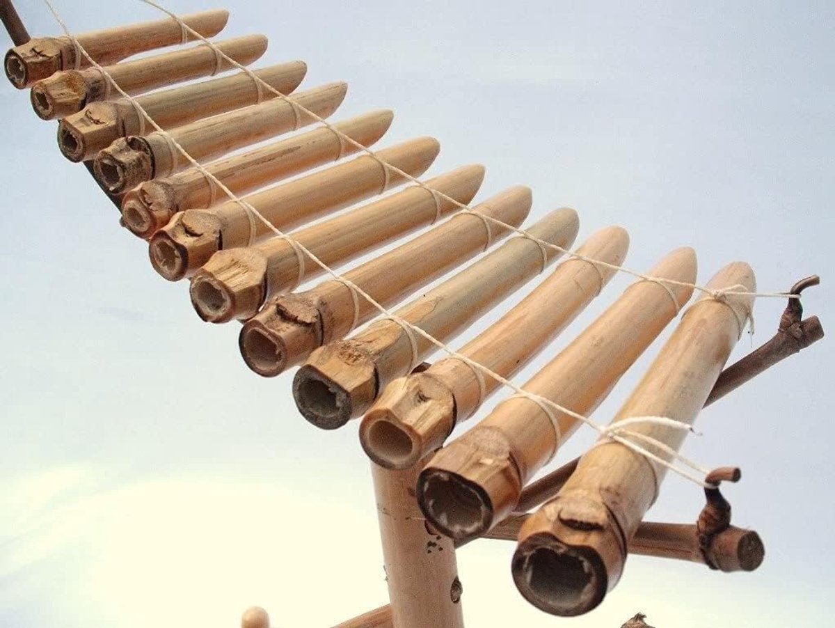 Bamboe Xylofoon - Traditioneel Instrument - Muziek Maken - Handgemaakt Fair Trade - 38cm Hoog