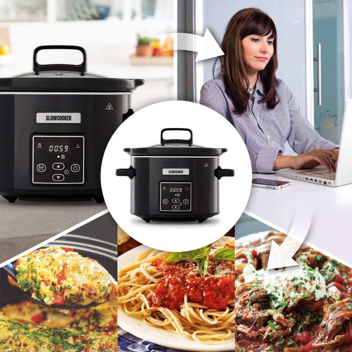 Groupe SEB RONN Slowcooker met Timer - Zwart - 29cm x 29cm x 22cm - afbeelding 2