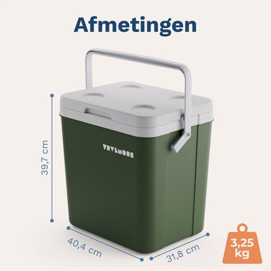TRVLMORE Koelbox 26L - 65 Uur Koeling - Frigobox - Inclusief 2 Koelelementen - Groen van Merkloos — afbeelding 5