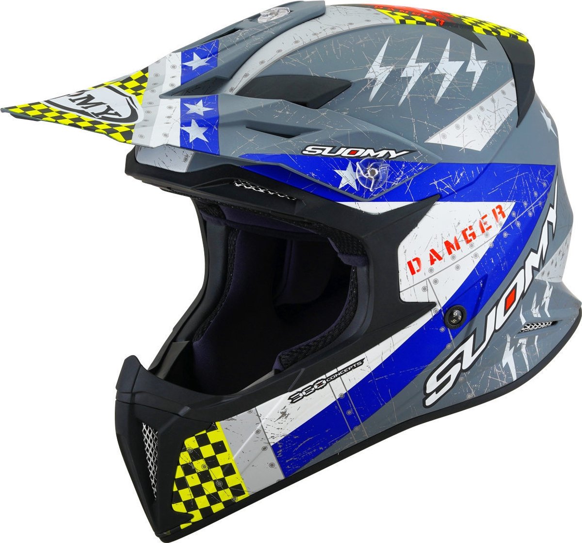 Suomy X-Wing Jetfighter E06 Mat Grijs Blauw Crosshelm - Helm