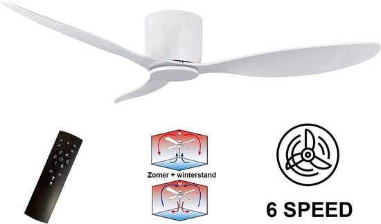 Trexxo plafondventilator met LED, 6 snelheden, stille DC-motor, zomer- en wintermodus, afstandsbediening, ø132 cm