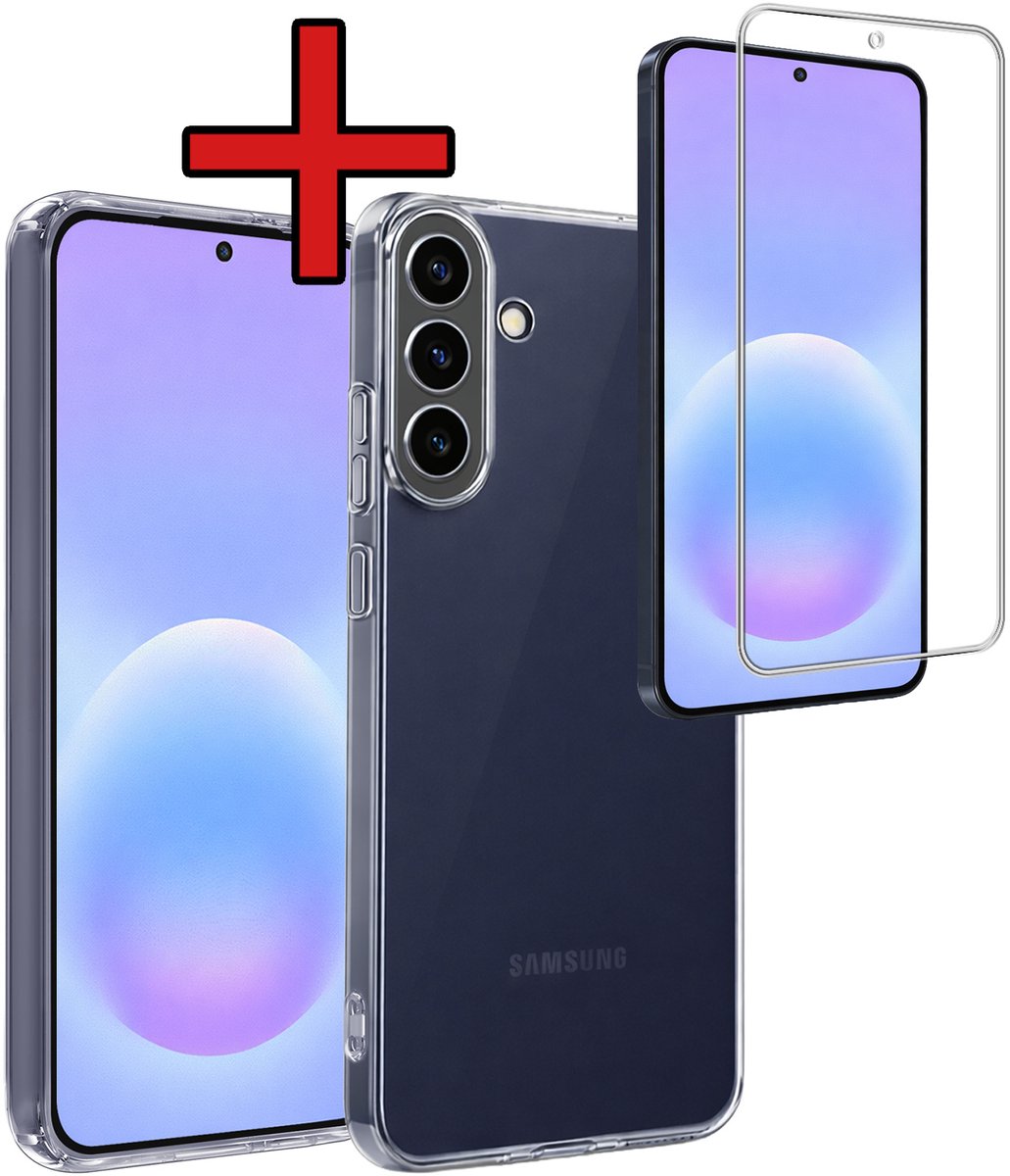 Hoesje - Met Screenprotector - Geschikt voor Samsung Galaxy A57 - Sterk & Shockproof - Telefoon Hoes - Back Cover - Siliconen Case - Telefoonhoes - Transparant