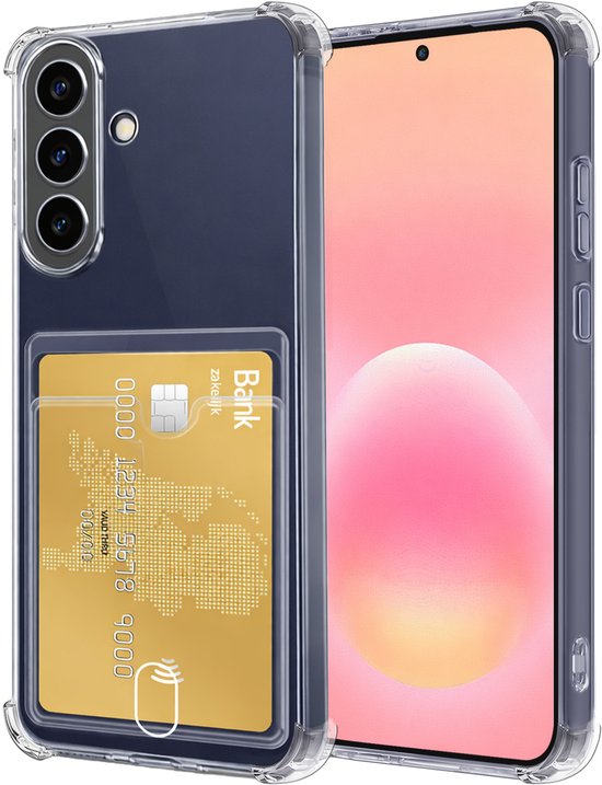 Samsung Galaxy A57 Hoesje Met Pashouder Transparant TPU Siliconen Shockproof Case Back Cover