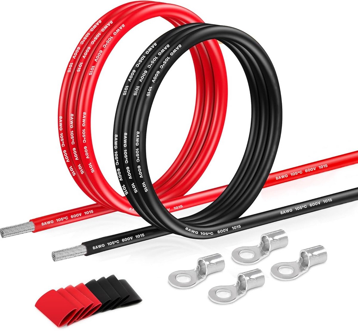 6 Meter PVC Elektriciteitskabel 8,6mm² / 8AWG - Rood en Zwart - Hittebestendig Vertind Koper