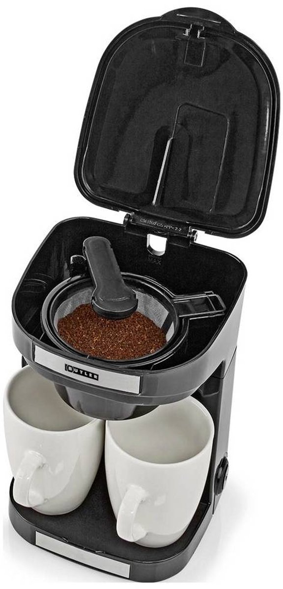 Butler 16100129 - Compact koffiezetapparaat - 2 porseleinen kopjes - 0,25 l - 450 W - Automatische uitschakeling - Zwart thumbnail 2