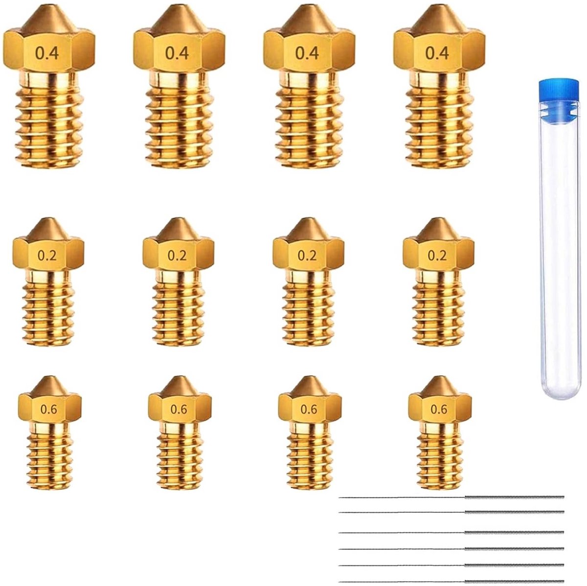 18 Stuks Messing Spuitmonden voor 3D Printer - 0.4mm Nozzles Set