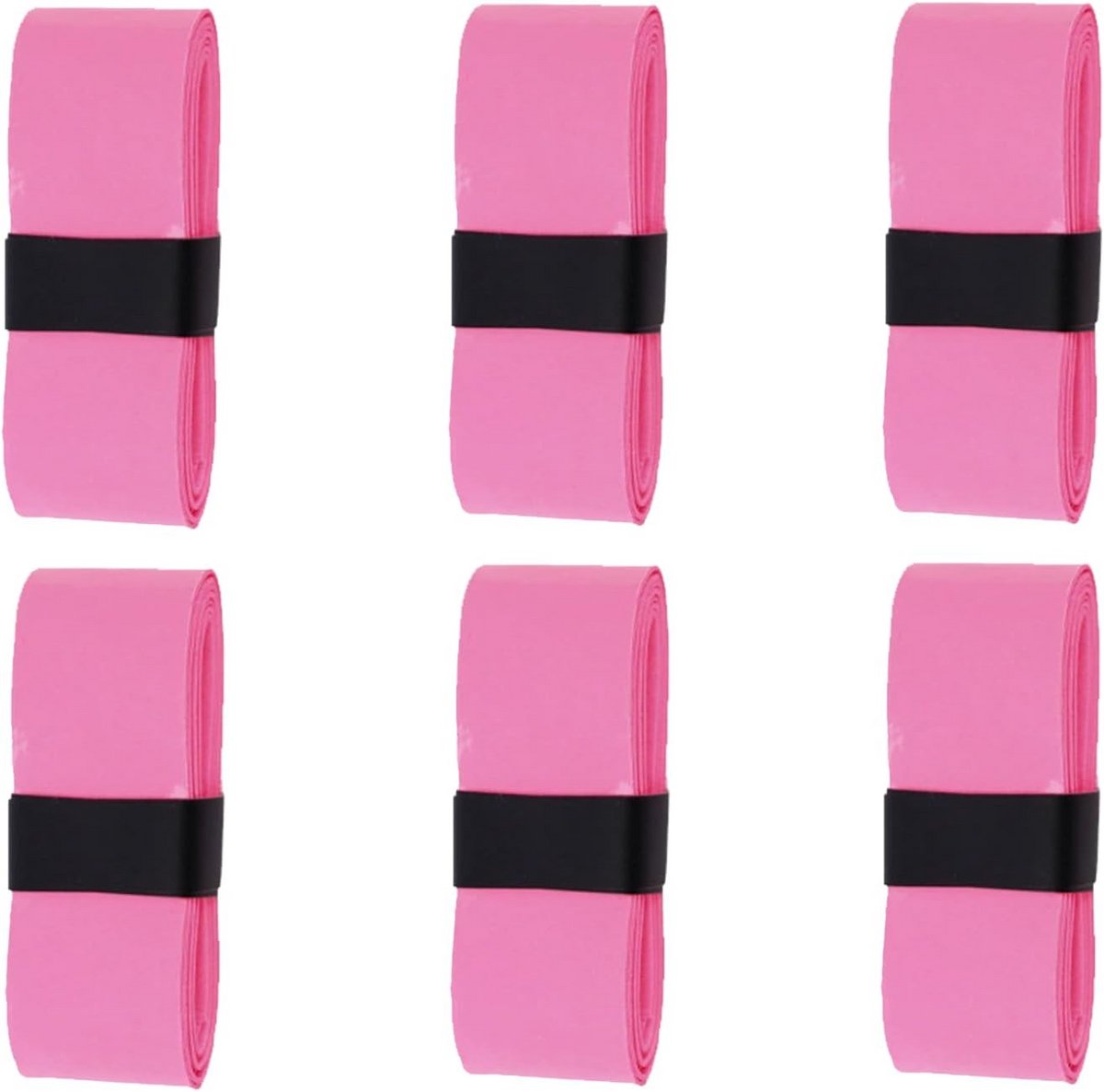 6x Zelfklevende Antislip Overgrip voor Tennis, Badminton en Squash Rackets - Roze