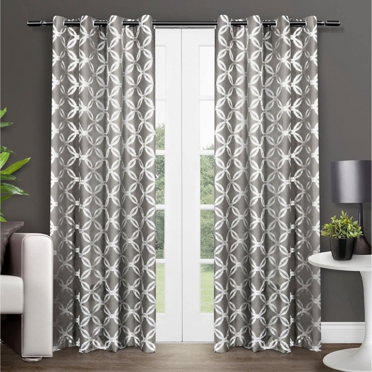Luxe Metallo-geometrisch Verduisterend Gordijnpaneel met Grommet Top - 2 stuks