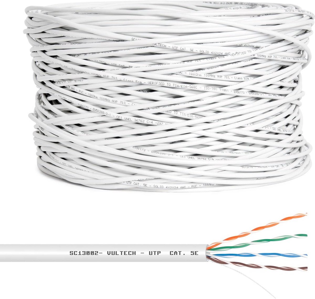 Ethernet Kabel 305 Meter Cat5e UTP Niet Afgeschermd 24 AWG Hollands Netwerkkabel op Rol