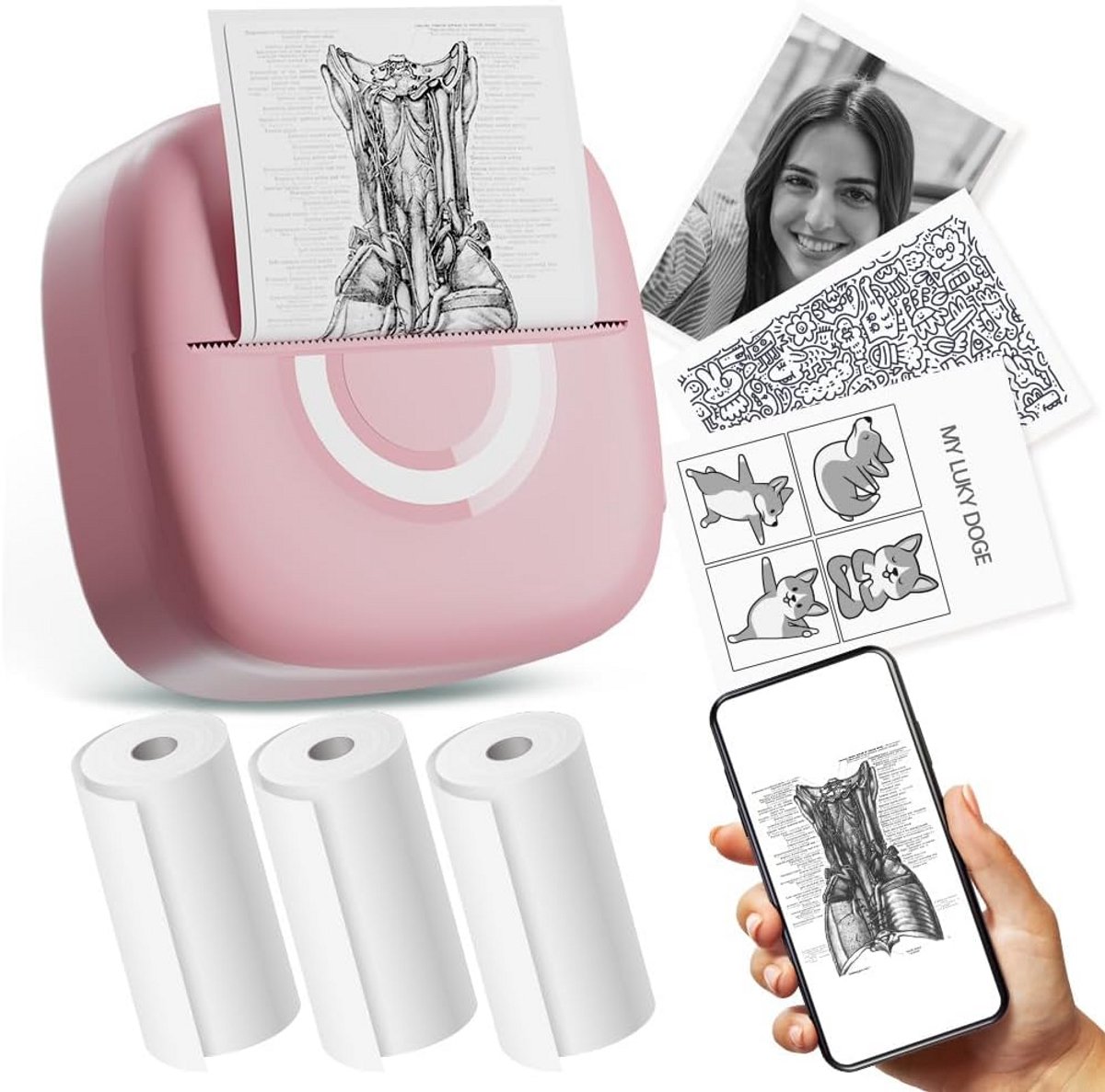Draagbare Mini Stickerprinter met Bluetooth - Inktloos Printen