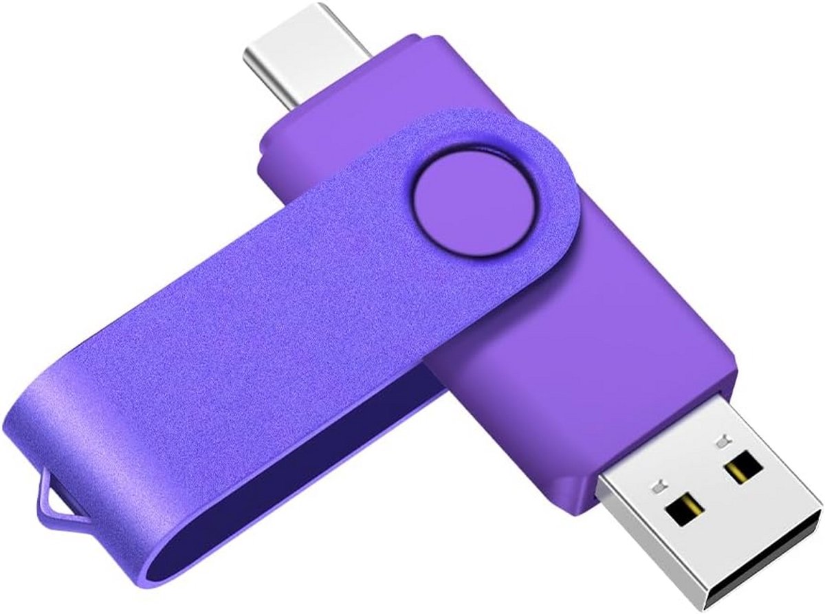 USB-C en USB 3.0 OTG Flash Drive Geheugenstick 8GB Paars Metaal