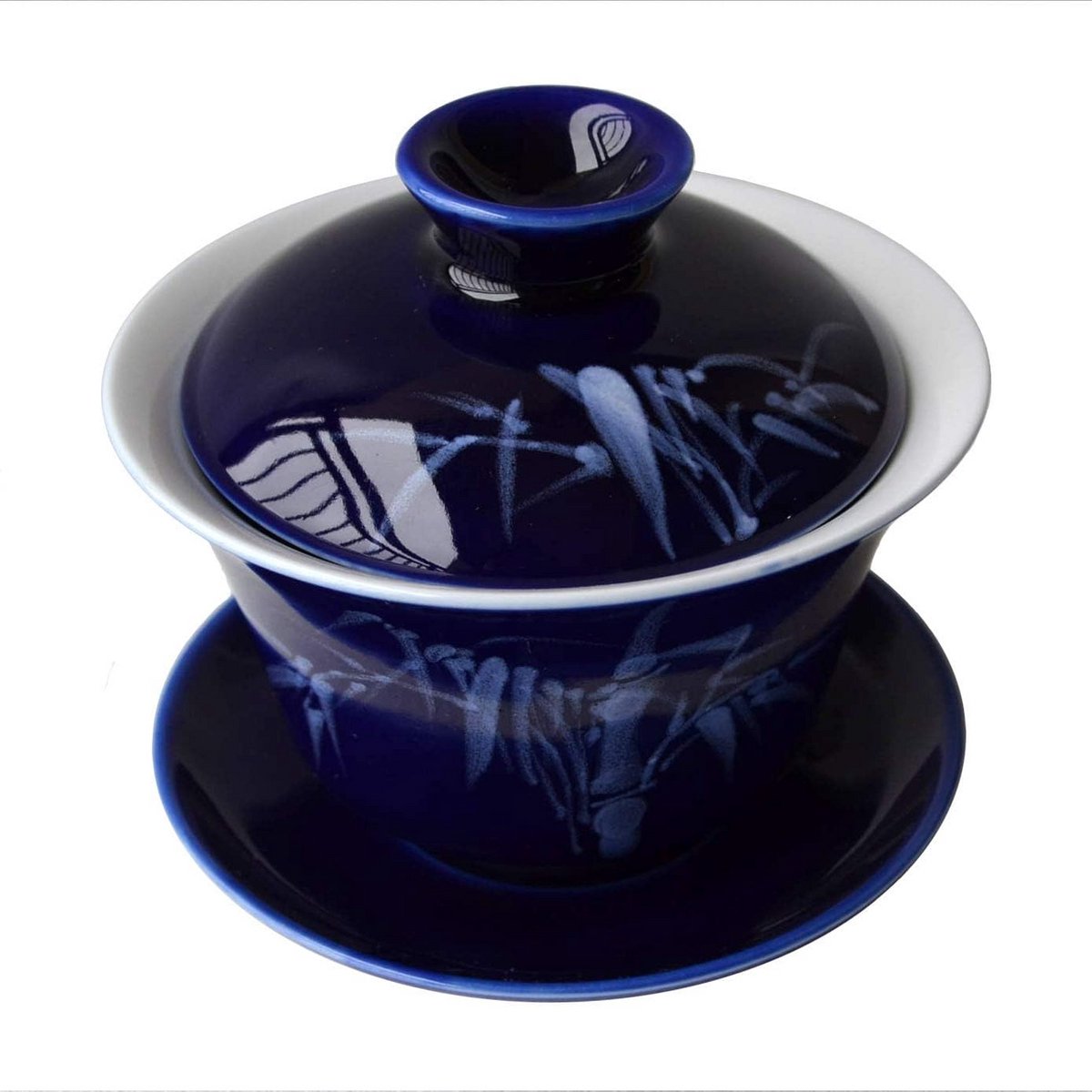 Traditionele Chinese Gaiwan Theeservies set - 150ml Porselein Blauw Wit met Deksel