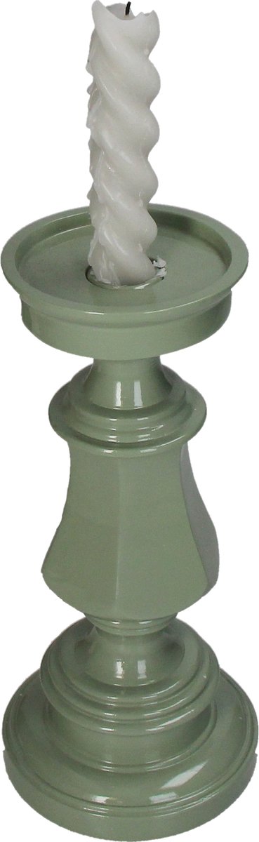 Kersten kandelaar polyresin rond 11x25cm groen