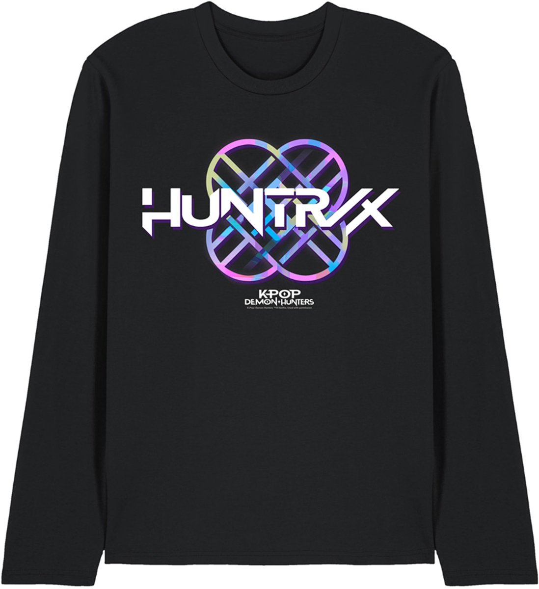 Kpop Demon Hunters Huntrix Huntrx Pastel Logo Unisex T-shirt met lange mouwen - Zwart - XL