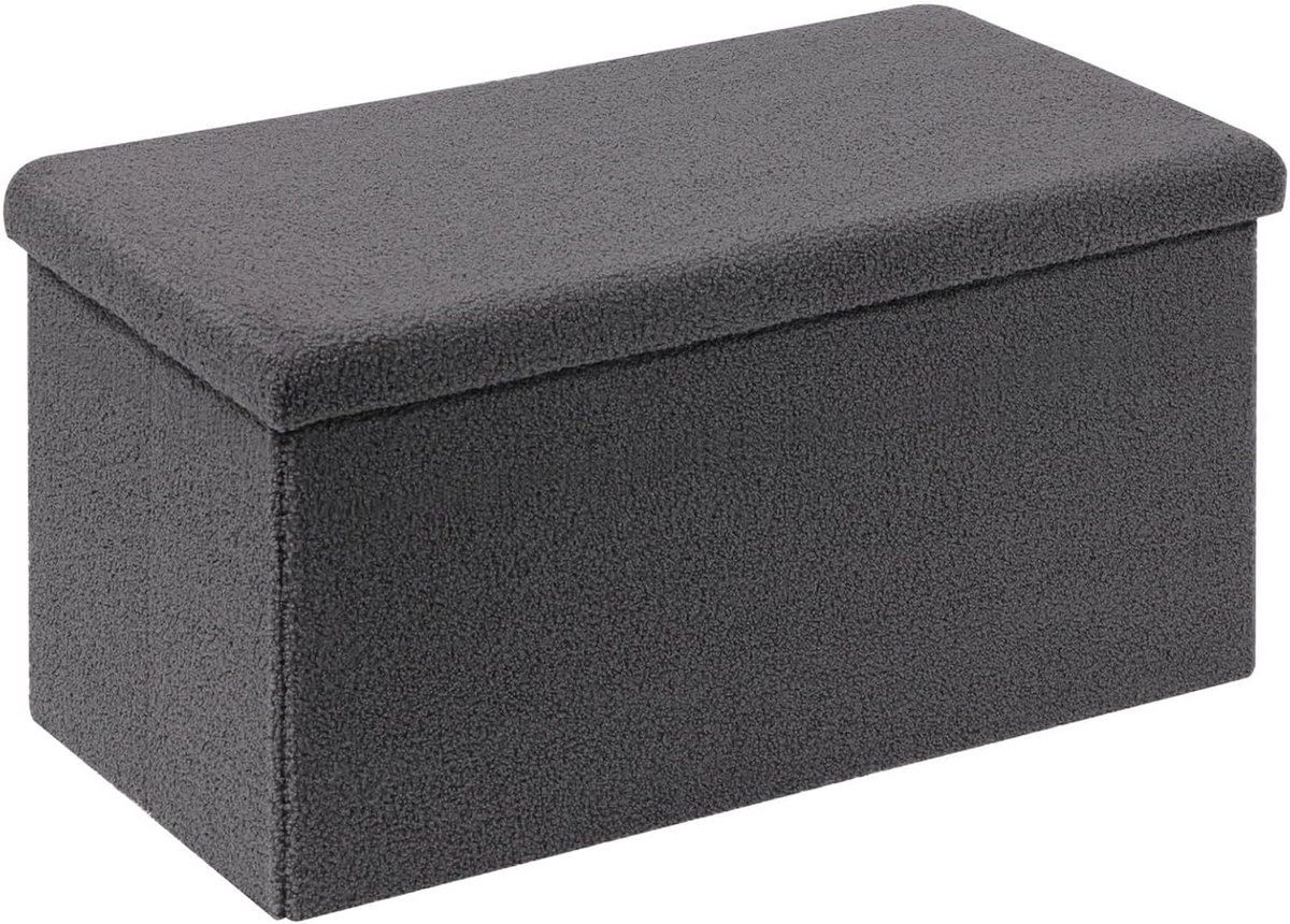 Zitbank met Opbergruimte en Opvouwbare Functie - Fluwelen Voetenbank en Kist - Grijs 80 x 40 x 40 cm