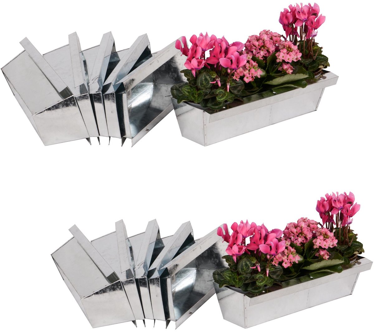 UNUS® Balkonbak inzet voor europallet 38x10x9 cm zink 12 stuks