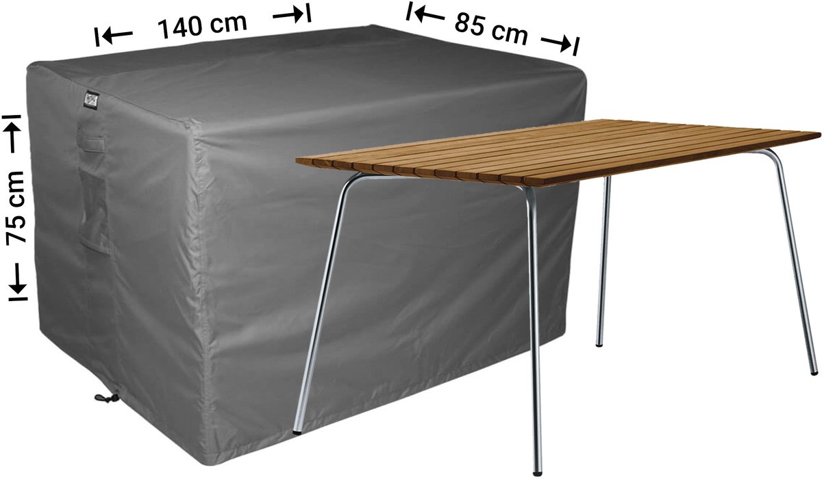 Raffles Covers Beschermhoes tuintafel - 140 x 85 H: 75 cm - D-RT140 - Waterdicht - Ademend - UV-bestendig - Elastisch rijgkoord - Beschermhoes tuinmeubelen
