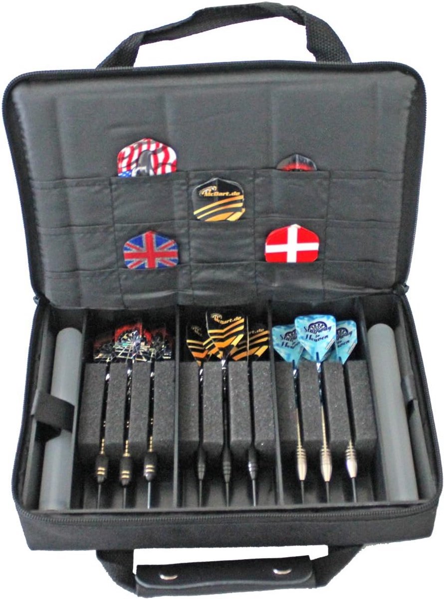 Complete Dartpijlen Set met 9 Stalen Darts, Opbergtas en Accessoires