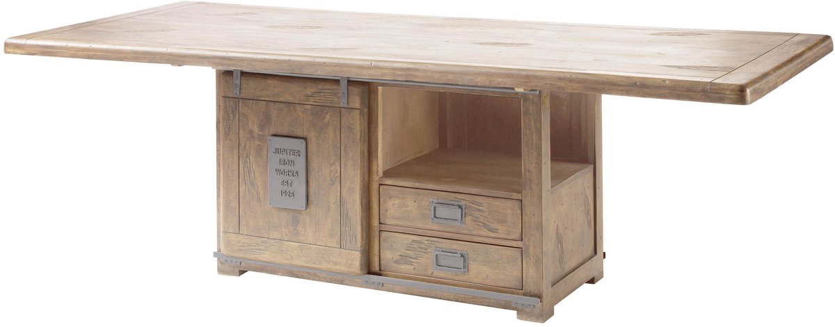 MASSIVMOEBEL24.DE RAILWAY #398 eettafel beige gelakt mango 200x100x76 cm (BxTxH)
