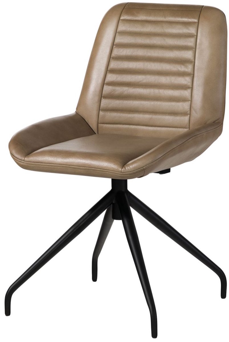 MASSIVMOEBEL24 .DE gestoffeerde stoel beige echt leer gemonteerd IRON LABEL #609