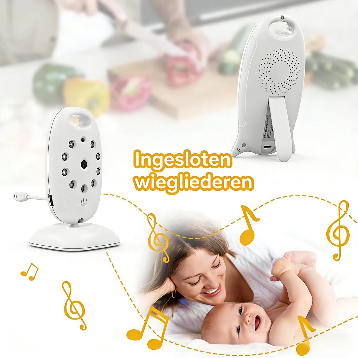 BOIFUN Babyfoon - Babyfoon met Camera - Baby Monitor - Baby Camera - Video & Audio - Nachtvisie - Wit – foto 3