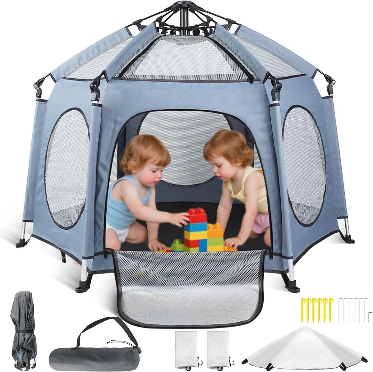 Opvouwbare Babybox 144 x 103 cm - Inclusief Matras en Draagtas, Lichtgewicht en Ideaal voor Reizen, Tuin en Strand