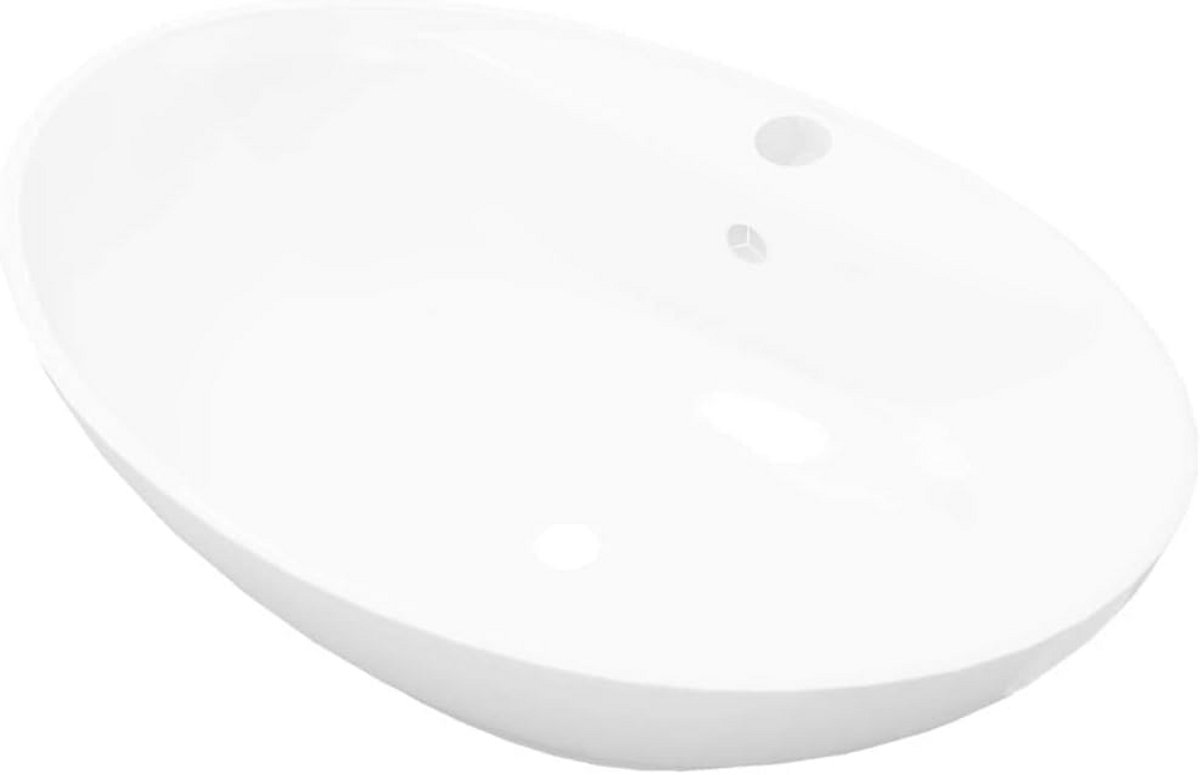 Ovale Keramische Wastafel met Overloop - Modern en Elegant voor Badkamer en Toilet