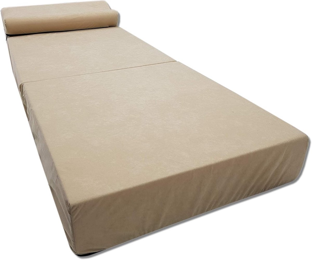 Opvouwbaar Vouwmatras met Kussen voor Gasten en Reizen - Beige