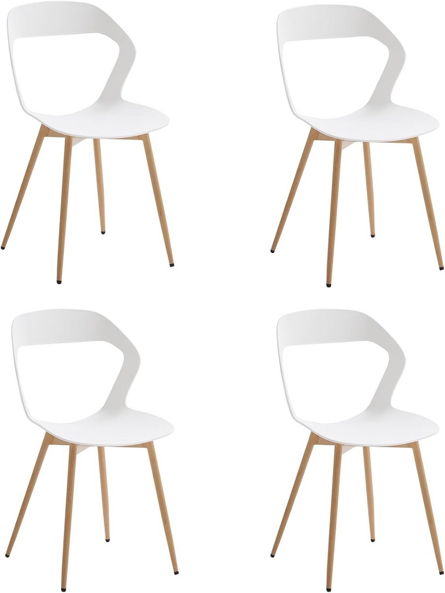 Set van 4 Moderne Eetkamerstoelen Kunststof Zitkuip Metalen Poten