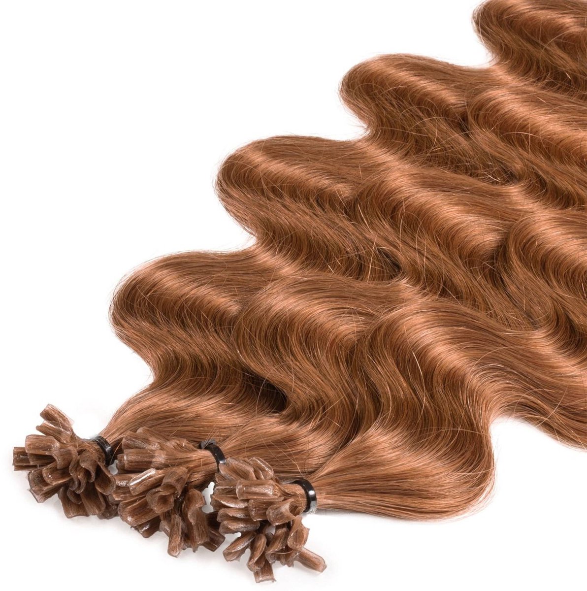 hair2heart Premium Extensions Echt haar Bondings Gegolfd - 25 strengen 0,8 g 40 cm 8/03 lichtblond naturel-goud