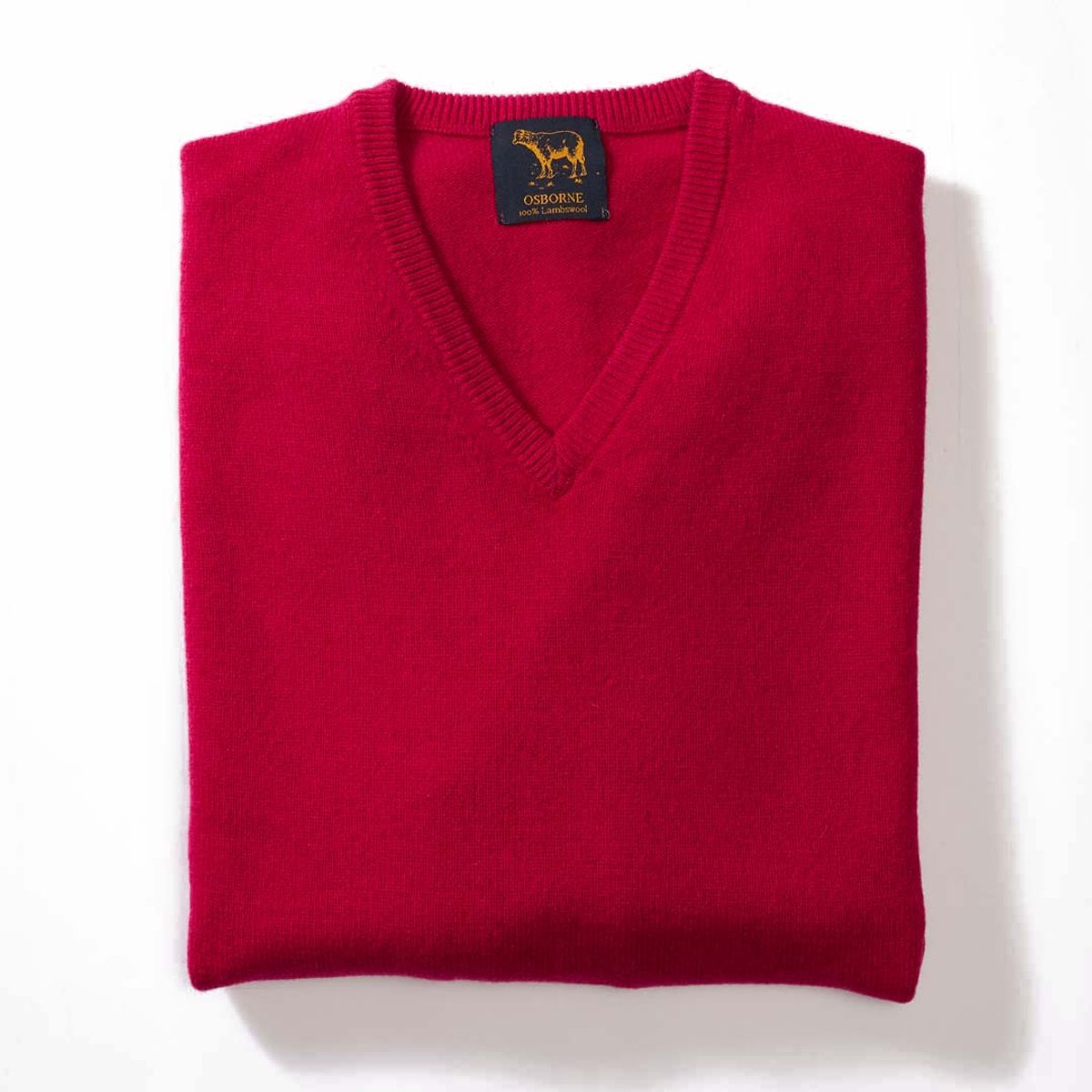 Osborne Knitwear Trui met V hals - Sweater heren in Lamswol - Pullover Heren - Ruby - L