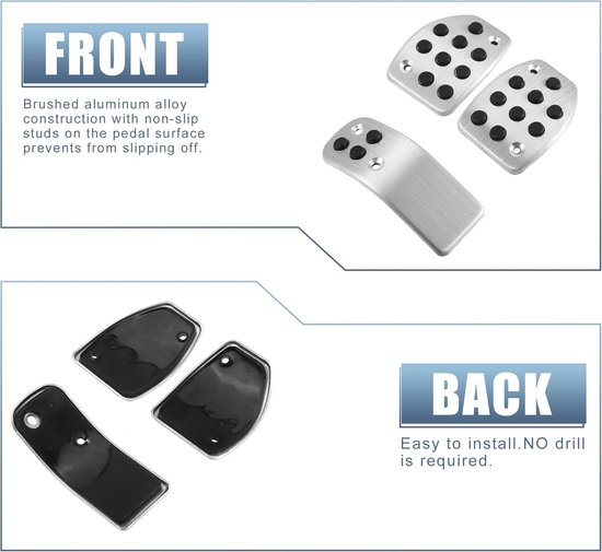 4 Delige Antislip Pedaal Cover Set voor Peugeot 207, 208, 307 - Aluminium & Rubber van Peugeot — afbeelding 4