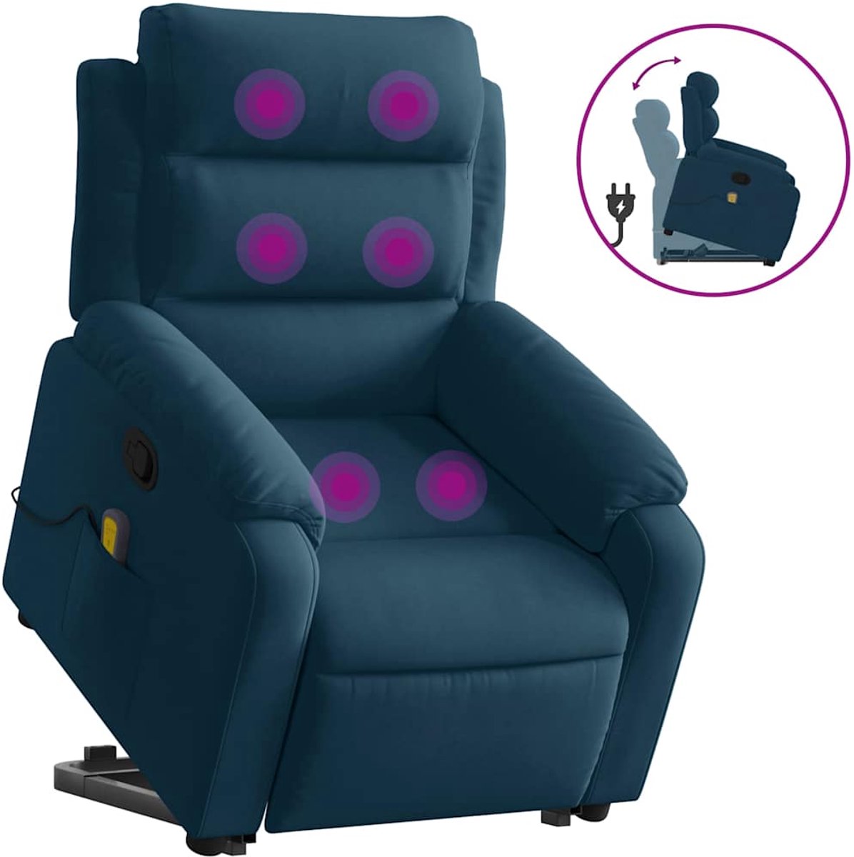 vidaXL Sta-op-massagestoel - verstelbaar - fluweel - blauw